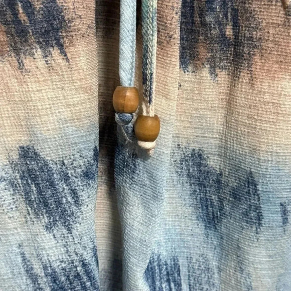 LIBERTY LOVE Tie Dye Swim Cover Tie Waist Wrap Blue Brown Green Cream Size M - Picture 3 of 6